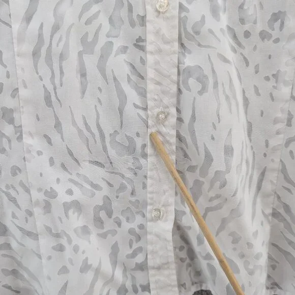 Calvin Klein Button Down Shirt Womens White Textured Sheer Pockets Size 2X - Picture 7 of 7